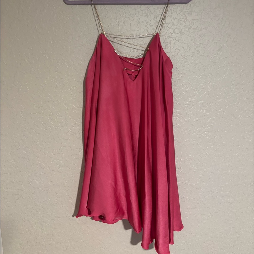 Silky Pink Diamond Strap Dress